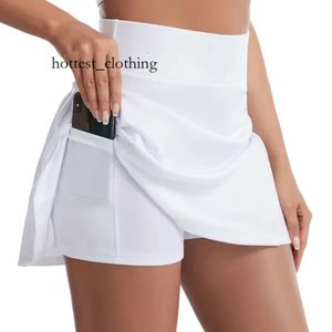 Lululemo Designer Short Women Pleated Yoga Culottes Fiess Yoga Shirts Quick-Drying Running Female Running Sports Tennis Skirt 2097