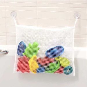 Bath Toys Convenient baby shower toy organizer with powerful suction cup and white square mesh bag for shower products and clothing storage d240522