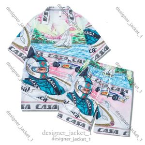 Maglietta Casablancas di moda corta di alta qualità Casablancas e abita corta uomini Casablancas camicia maglietta per camicia per spiaggia pantaloncini in pelle Shorts Summer Swim designer Mens Shirt 5AE4