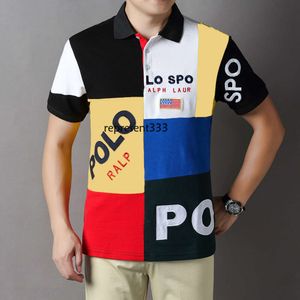 polo shirt men Short sleeved polo shirt British fashion seven contrasting color block pure cotton Paul trendy men