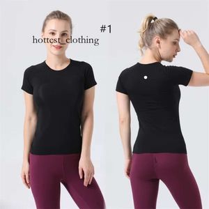 Lululemo feminino yoga thirt tshirts camisetas tees sportswear ardoor vestuário casual academia adulta correndo tampos de manga curta respiráveis 6759