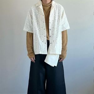 Foto vere camicia in pizzo 2024SS di alta qualità camicie casual vintage manica lunga per uomini abiti da streetwear da donna