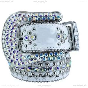 Designer BB Simon Belt för män Kvinnor Shiny Diamond Black Blue White Multicolour med Bling Rhinestones Retro Needle Buckle Belts 20 Färger 1AFA