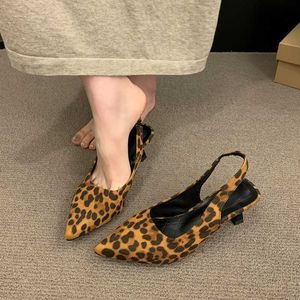 Sandals Dress Shoes Summer womens sandals Pointed Toe flat shoes without heels leopard print womens casual bouncy back womens flat shoes J240522