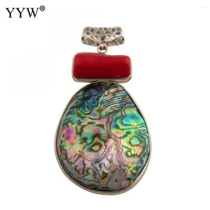 Pendant Necklaces Natural Abalone Paua Shell Pendants Tibetan Jewelry With Brass Fashion Making DIY Necklace Bracelet For Woman 72x35x11mm