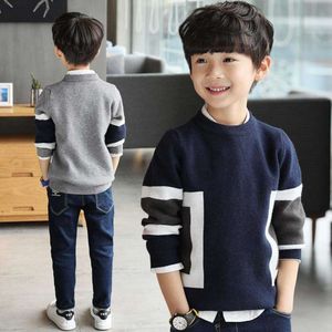 Kids Children Sweater For teenager Student O-Neck Warm pullover knitted sweaters Boys Clothes 4 5 6 7 8 9 10 11 14T L2405