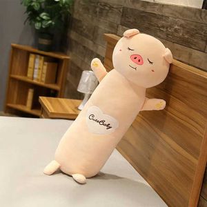 Plush Dolls High Quality Plush Long Pillow Cute Panda Pig Rabbit Plush Toy Soft Stuffed Cartoon Animal Doll Bed Lover Kids Girl Gift H240521 IAAY