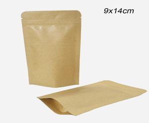 9x14cm Stand Up Aluminum Foil Bags Heat Sealable Kraft Paper Food Bag 100pcslot Mylar Foil Zip lock Pouches for Scented Tea Food 3293167