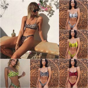 Conjuntos de biquíni sexy para mulheres designers femininas de duas peças estampeias de leopardo biquinis de roupas de praia solares de soldado