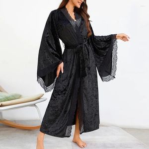 Roupa em casa Lace Kimono Intimate Lingerie Robe Mulheres longas camisolas de roupas de dormir para casa de noiva para festa