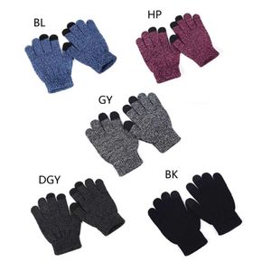 Tocche invernali per bambini Schermata per bambini a maglia per ragazzi guanti guanti caldi guanti addensati di colore solido d7wf l2405