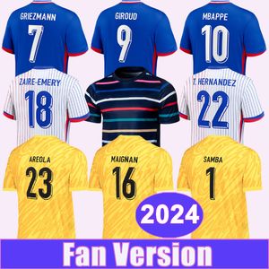 2024 Французский Mbappe Mens Soccer Jerseys Dembele Griezmann Giroud Fofana Chouameni Saliba Home Away Уох