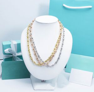 Designer U-formad kubansk kedjehalsband för kvinnor Populära S925 Silver Small Link Halsband i 18K Guldfärgkedjekedjor Kedjor Par Designer Jewelry Gift V168