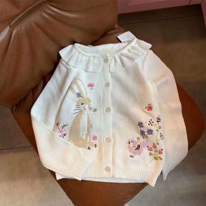 Meters saltanti bambini piccoli fiori bianchi coniglio baby cardigans ragazze vestiti invernali per bambini maglioni per bambini 2-7 anni l2405