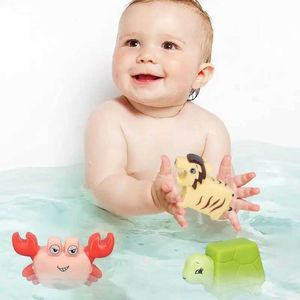 Bath Toys 6 rubber animal baby shower toys suitable for children 6 12 and 18 months old with storage bag soft rubber floating jet bathroom shower toy d240522