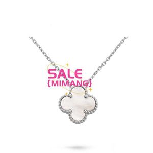 Original 1to1 Van C-A Fan V Golden Family High Version S925 Sterling Silver Necklace Women's Agate Clover Pendant Collar Chainvi28 HATM