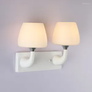 Wall Lamp Creative Simple Single/Double Heads Light Nordic Glass Lampshade E14 For Bedside Living Room Corridor Cafe
