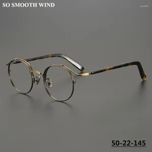 Güneş Gözlüğü Çerçeveleri Japon el yapımı tasarımcı titanyum gözlükler Çerçeve Erkek Kadınlar Vintage Asetate Yuvarlak gözlükler Ultralight Gözlükler Gözlük