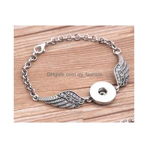 Charm Armbänder Kristall Engel Wings Armreifen Antique Sier Diy Ingwer Snaps Button Schmuck Neue Drop -Lieferung DHV2I