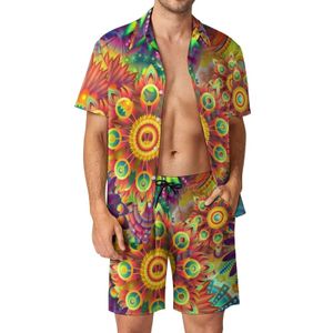 Flower Power Peace Men Sets Retro Hippy 70s Casual Shirt Set Trendy Beach Shorts Summer Graphic Suit 2 Piece Clothing Plus Size 240518
