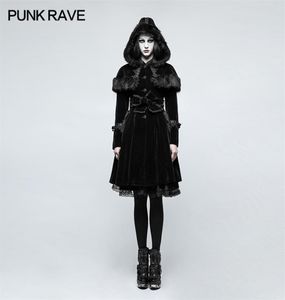 Punk Rave Fashion Gothic Lolita Женская куртка зимнее панк великолепный рождественский пальто. Случайный каплей Косплей Косплей Длинная куртка 201014027