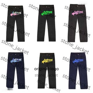 2024 designer maschi jeans y2k jeans badfriend lettera hip hop stampata pantaloni neri uomini donne donne modella casual roccia largo vano battito pantalone streetwear 3241