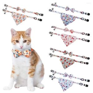 Dog Apparel Breakaway Cat Collars For Girl Cats Kitten Collar With Bells Bandana Bow Tie