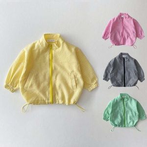 Summer thin sunscreen 2024 new baby solid color sports windbreaker coat children's versatile casual zipper Hoodie L2405 L2405