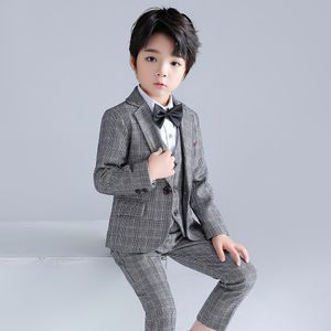 Set di abiti da ragazzo a manica lunga per bambini (vestiti + pantaloni + gilet + camicia + papillon)