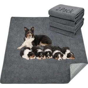 2 pacotes de tapete de cachorro reutilizável extra grande para piso 48x48-Grey 240521