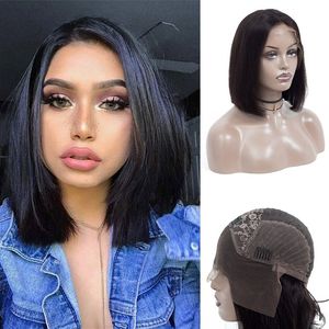 Brazilian Virgin Hair Lace Front Wigs Bob Wig Straight 10-16inch Silky Straight Bob Human Hair Lace Wigs 613# Blonde Natural Color Avwxs