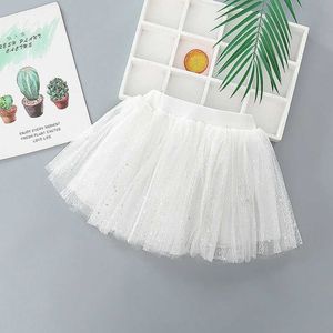 Spódnice Dziewczyny 2024 Summer Nowy stały kolor koronkowy prosty pionowy pasek drukowany kolor biały/pół spódnicy Y240522