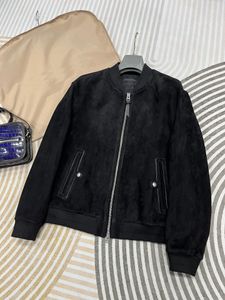 Highend Brand Mens Leather Jacket Högkvalitativ fårskinn Material Topp Baseballkrage Black Jacket Luxury Designer Läderjacka