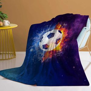 Sängkläder sätter fotbollsbrand och vattenkast filtgåvor till pojkar flickor mysiga soffan bäddsoffa vardagsrum H240522