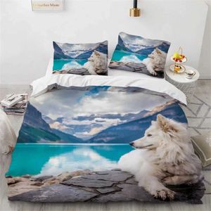 Bedding sets Wolf Cute Animal Set 3D Kids Adult Luxury Gift Duvet Cover Soft Comforter Single Full King Twin Size Quilt H240521 WLFF