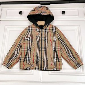 Лучшая дизайнерская детская куртка с капюшоном высокая качественная двухсторонняя одежда детская одежда размер 90-160 см. Кхаки Проверка дизайна детского пальто 21 июня 21