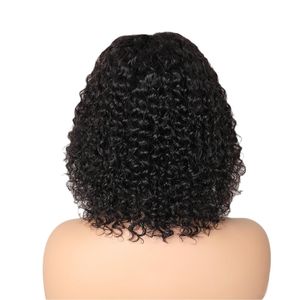 Kinky Curly 4x4 Lace Bob Glueless Wig Natural Color 150％180％密度ブラジルのマレーシア100％人間のヘア製品10-18インチ中央部