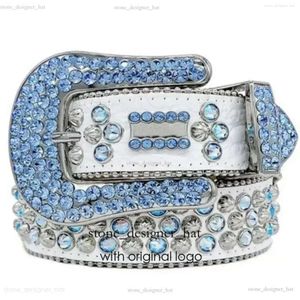 Designer BB Simon Belt för män Kvinnor Shiny Diamond Black Blue White Multicolour With Bling Rhinestones Retro Needle Buckle Belt 20 Färger ECAB