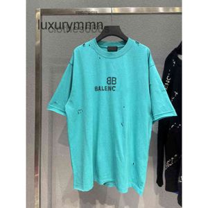 Mäns skjortor designer Balenciigas t shirt tröjor trend kvalitet shir trendiga varumärke ialy män shirs prining mosaik fuzzy leers hål slitna paris 04q4 fbn6