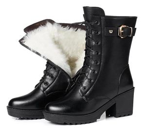 Lady039S أحذية الشتاء مع أحذية مخملية الوسطى الكعب العالي مكتنزة وأحذية قطنية سميكة Lady039S Boots9927160