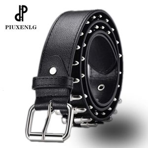 Hollow Bullet Decoration mit modischem Damen Leder Luxus Stud für Herren Gothic Rocks Wild verstellbarer Damen Punk Black Belt 240508