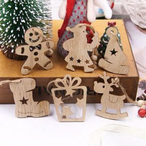 12PCS/box Christmas Wooden Pendant Cute Star/Deer/Tree Ornaments for Xmas Tree Hanging Decorations Kids DIY Painting Gifts