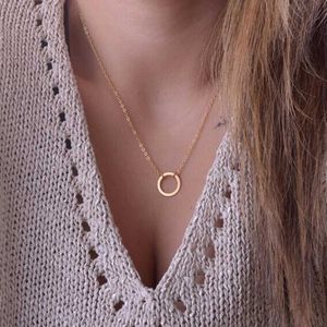 Pendant Necklaces NK602 New Fashion Steampunk Dainty Circle Collier Jewelry Cheap Round Minimalist Chain Pendant Necklace d240522