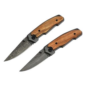 Outdoor Damascus Pattern New Camping Self Defense Mountaineering Portable Multi Purpose Folding Fruit Knife 9A4d50