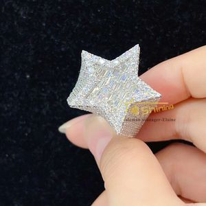 Чистые украшения звонит стерлингу Sier VVS Moissanite Men Men Hip Hop Ring