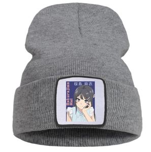 Beanies Men039S Caps Sakurajima Mai Kawaii Anime Winter Sticked Hats For Men Fashion Manga Cotton Women039s Beanie Hat Balac3480177