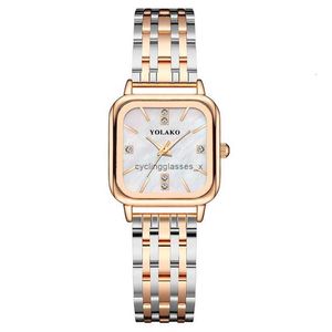 New fashion trend square shell dial womens watch steel band