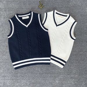 Crianças uniformes escolares menina malha de lã colete college estilo camisola bebê suéter de menino l2405