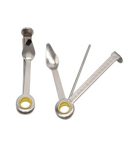 Limpador de cachimbo de fumar 3 em 1 Tool de limpeza de tubos para fumar colher colher de metal adulteração de cigarros cortadores de cigarros shisha faca dobrável k2947903