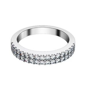 Clusterringe Florid Schmuck Mikro gepflastertes Band Ring Solid 925 Sterling Silber Engagement Weißgold Farbe Prmoise 267n